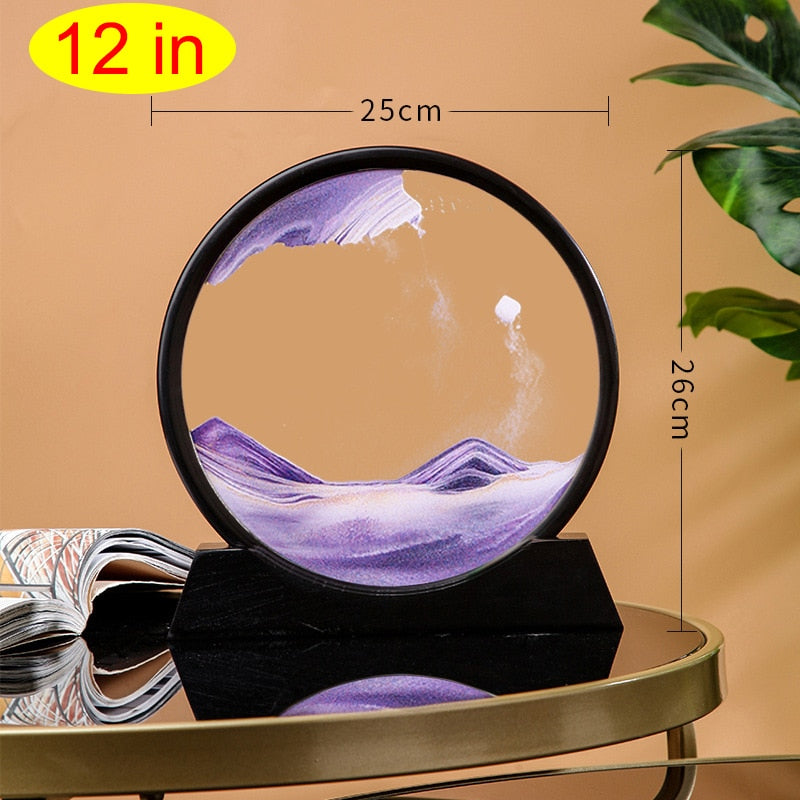 3D Glass Sandscape Hourglass Moving Sand Art Picture Round Glass Art Decor Desktop Decoration Quicksand Sand Painting Home Decor