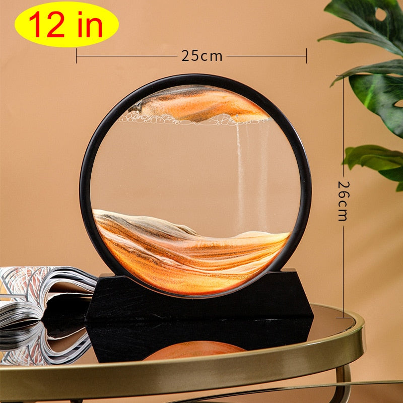 3D Glass Sandscape Hourglass Moving Sand Art Picture Round Glass Art Decor Desktop Decoration Quicksand Sand Painting Home Decor