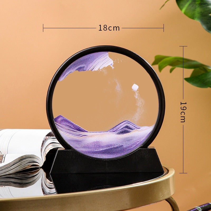 3D Glass Sandscape Hourglass Moving Sand Art Picture Round Glass Art Decor Desktop Decoration Quicksand Sand Painting Home Decor