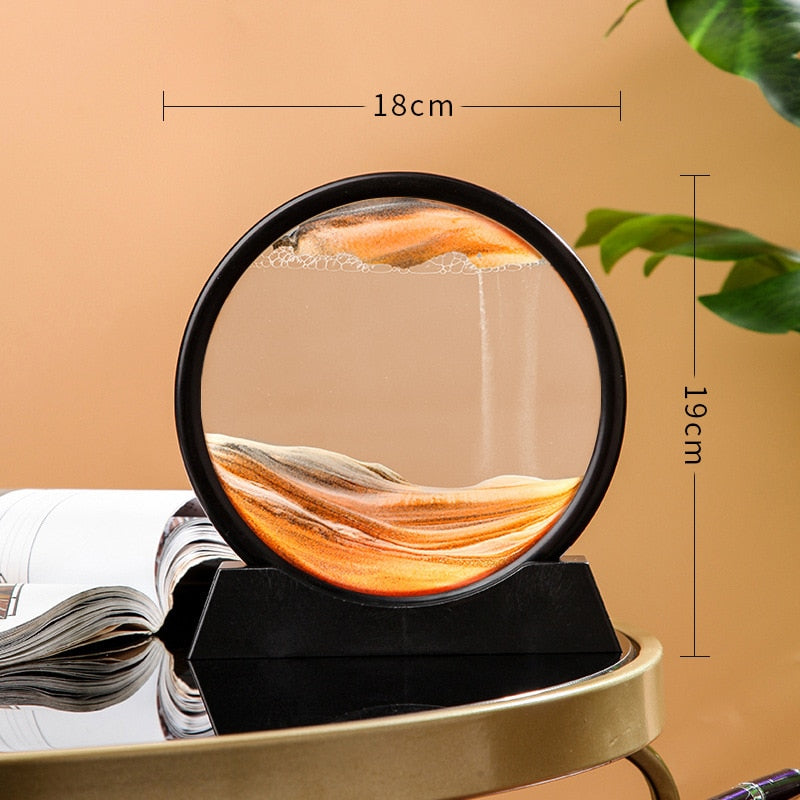 3D Glass Sandscape Hourglass Moving Sand Art Picture Round Glass Art Decor Desktop Decoration Quicksand Sand Painting Home Decor