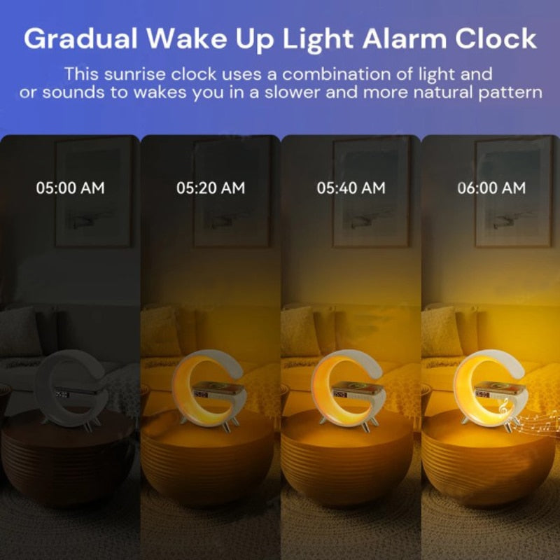 Bluetooth Speaker LED Alarm Clock.RGB Colorful Atmosphere Night Light Lamp