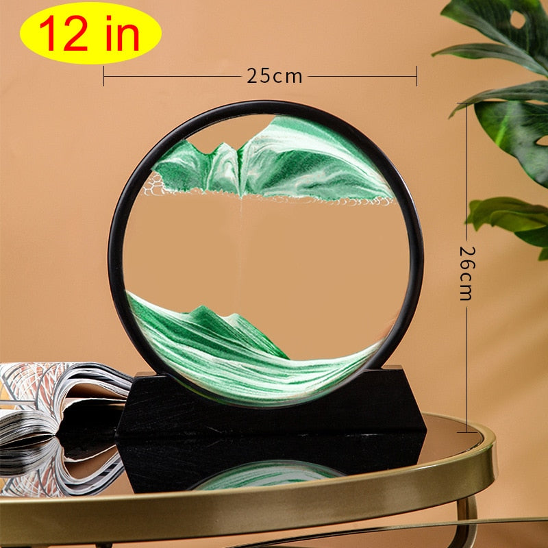 3D Glass Sandscape Hourglass Moving Sand Art Picture Round Glass Art Decor Desktop Decoration Quicksand Sand Painting Home Decor