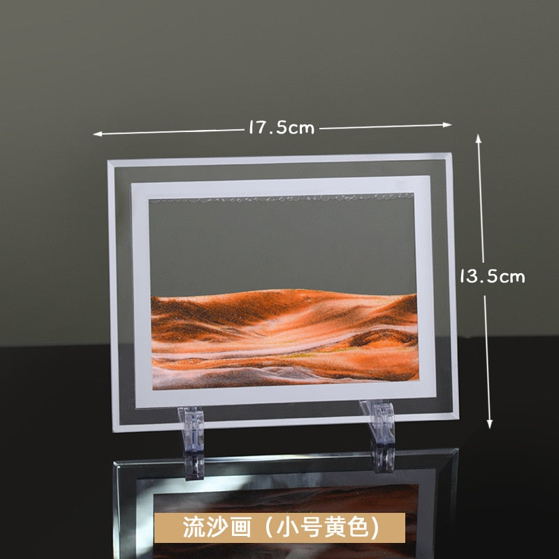 3D Glass Sandscape Hourglass Moving Sand Art Picture Round Glass Art Decor Desktop Decoration Quicksand Sand Painting Home Decor