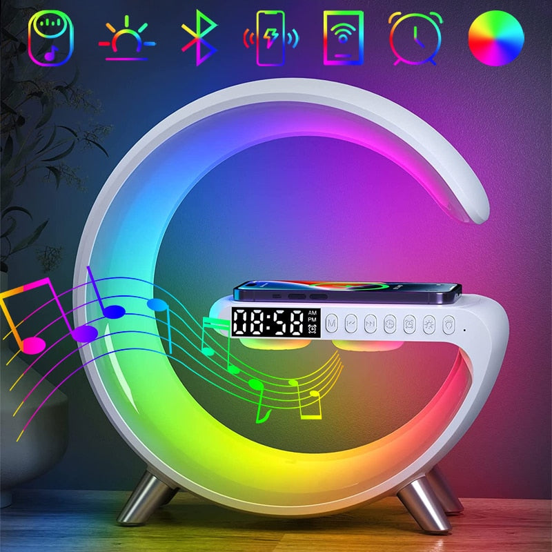 Bluetooth Speaker LED Alarm Clock.RGB Colorful Atmosphere Night Light Lamp